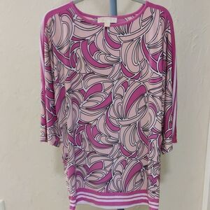 Michael Kors Pink and Black Patterned Tunic Stretchy Size M